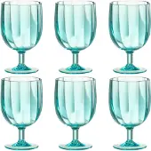 J-Line Boite de 6 veere a vin plastique bleu