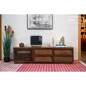 PIB Meuble TV scandinave en bois massif bas avec rangement Jake