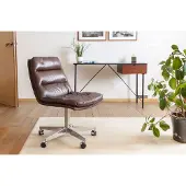 PIB Chaise de bureau en cuir marron Breunor