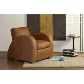PIB Fauteuil club en cuir camel Rockefeller