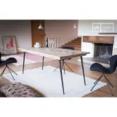 PIB Table scandinave en bois massif à pieds compas Tongeren