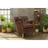 PIB Fauteuil en cuir pleine fleur noisette Neoturner