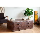PIB Table basse en cuir marron Goldfield