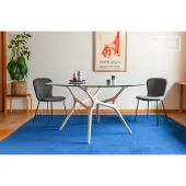 PIB Table ronde en verre et frêne massif clair 8 personnes Sylvae