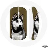MANIACASE Souris Sans Fil - - Husky de Sibérie - Vert - Clé USB wifi incluse - Compatible Mac et PC