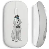 MANIACASE Souris Sans Fil - Chien - Design Original - Compatible Mac et PC - Clé USB Inclus - Blanc