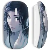 MANIACASE Souris sans fil - - Girl music - Couleur blanche - Clé USB wifi incluse - Compatible Mac et PC