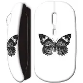 MANIACASE Souris sans fil - Papillon - Blanc - Clé USB wifi incluse - Compatible Mac et PC - Sans fil