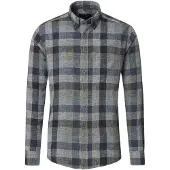 Casa Moda Casual Fit Chemise en lin anthracite, A carreaux