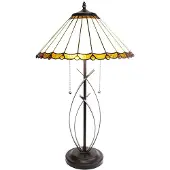 Clayre & Eef Lampe de table Tiffany Ø 41x69 cm Beige Marron Verre