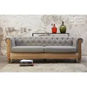 PIB Grand canapé chesterfield lin et coton gris Montaigu