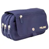 Milan 3-zip With A Flap 1918 Series Pencil Case Bleu Homme