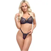 Cottelli Party - ensemble soutien-gorge lacé - noir