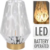 Home & Styling Lampe de table verre 24Cm blanc motif léopard