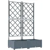 vidaXL Bac à fleurs avec Treillis 2 pcs Gris clair 80 x 40 x 125.5 cm