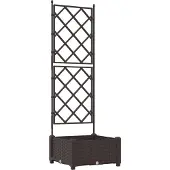 vidaXL Bac à fleurs avec Treillis Marron 40 x 40 x 125.5 cm PP