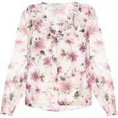 Usha Chemisier 'Fashion Look' vert / rose / éosine / blanc