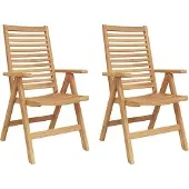 vidaXL Chaise, lot de 2, marron, 64,5 x 52 x 108 cm, bois de teck massif