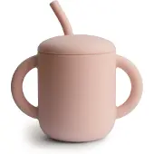 Mushie Training Cup with Straw tasse avec paille Blush 175 ml