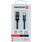 Swissten 71521201 Câble USB 1,2 m USB A USB C Noir