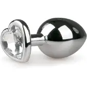 Easytoys Anal Collection Metal No.7 - plug anal cœur pierre blanche - métal argenté