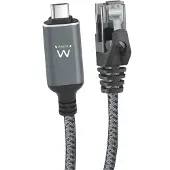 Ewent Câble Adaptateur EC2000 USB-C 3.1 Vers RJ45 CAT6 FTP 1GB 1m Noir