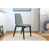 PIB Chaise en bois noir et tissu poivre et sel Estella