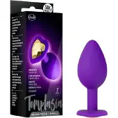 Temptasia S - plug anal violet, petit, en forme de cœur avec pierre dorée