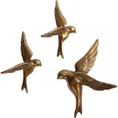 Woood Wanddekoration Avaler Too Vögel Metall Antique Brass (3er-Set)