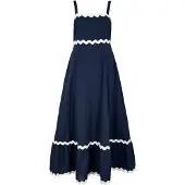 Apricot Robe 'Ric Rac Trim' bleu marine / blanc