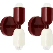 Beliani Set de 2 lampes murales rouge métal abat-jour haut et bas salon chambre couloir