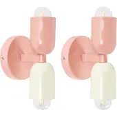Beliani Set de 2 lampes murales rose pastel abat-jour en métal haut et bas salon chambre couloir