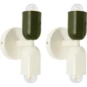 Beliani Lot de 2 appliques murales blanc crème abat-jour métallique orientable vers le haut et vers le bas salon chambre à coucher entrée