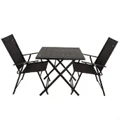 Aktive 61149 Table+2 Armchairs Folding Outdoor Set Argenté