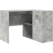 vidaXL Bureau d'angle avec tiroirs, couleur gris béton, 102 x 88 x 75 cm