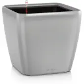 Lechuza Pot Quadro Premium Ls 35 - Kit Complet, Argent Métallisé 35 Cm