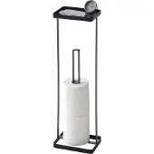 Yamazaki GERSON Porte rouleau papier avec plateau - 16x12x54 cm - Métal noir