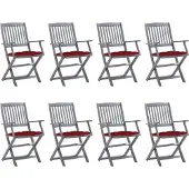 vidaXL Chaises Pliables D'extérieur 8 Pcs Avec Coussins Bois D'acacia