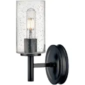 HINKLEY Elstead Collier Wandleuchte E27 Schwarzes Oxid Glas mit Luftbläschen (E27)