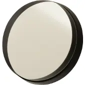 J-Line Miroir rond bord metal noir small