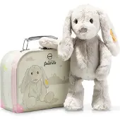 Steiff Hoppie Lapin 26 gris clair dans sa valise 080968