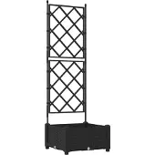 vidaXL Bac à fleurs avec Treillis Noir 40 x 40 x 125.5 cm PP