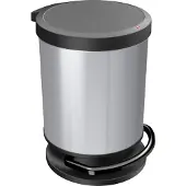 Rotho Paso Pedal Bin Round 20L Silver Metallic