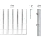 Alberts 642532 Clôture en treillis double comme set complet de clôture de 6 pièces, galvanisé à chaud, hauteur 80 cm, longueur 4 m