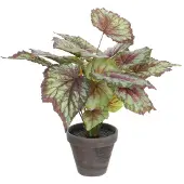 Mica Decorations Plante Artificielle Begonia en Pot de Fleur Stan - H40 x Ø38 cm - Rouge