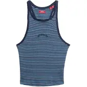 Superdry Femme Débardeur Rayé à dos Nageur et Logo Essential Bleu Taille: 36