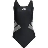 Adidas Maillot de bain sport 'Logo C-back' gris / noir / blanc