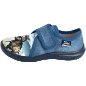 Beck Pantoufle 'Spinosaurus' bleu denim / anthracite / pierre / blanc