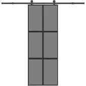 vidaXL Porte coulissante avec ferrure 76x205 cm verre trempé & aluminium