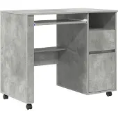 vidaXL Table sur roulettes, gris béton, bois composite, 91 x 50 x 77 cm